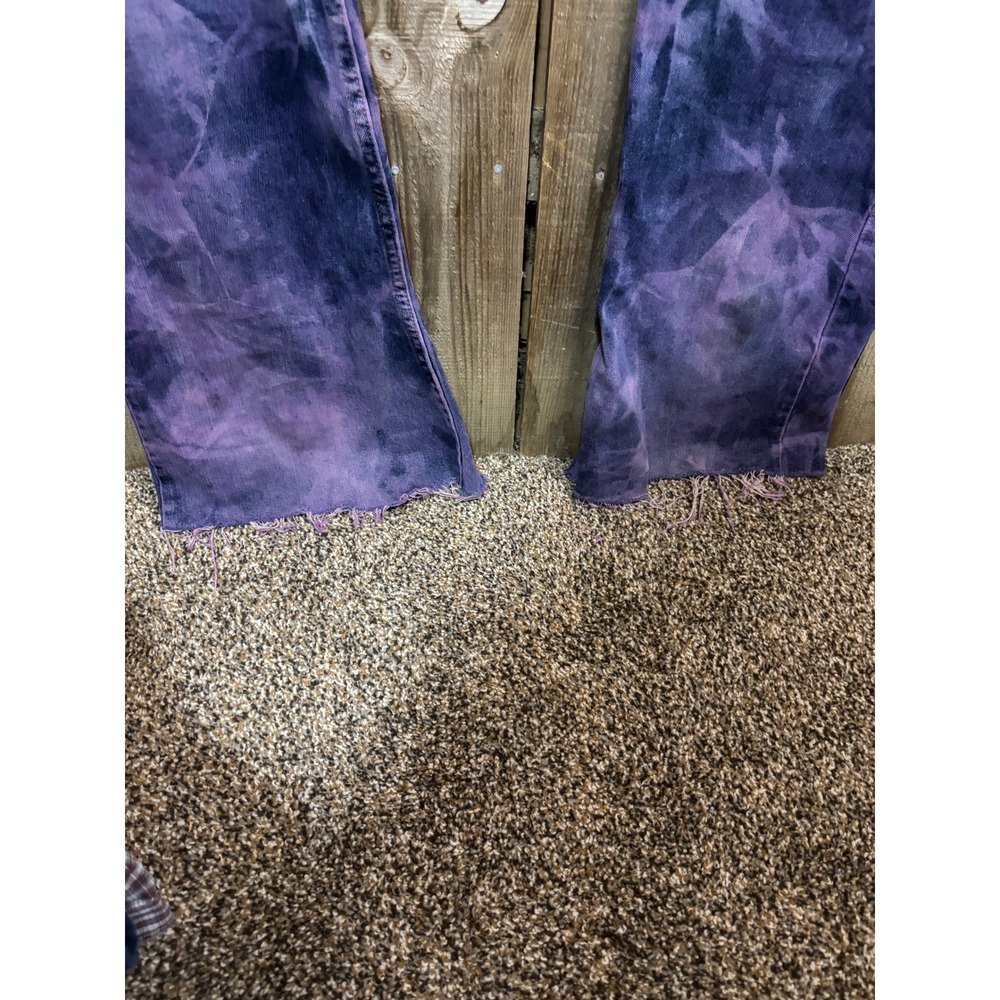 Levis 514 Mens RIDICULOUSLY LONG Purple Tie Dye Straight Jeans 33x53 Modified - Picture 2 of 7